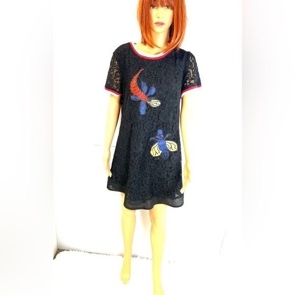 A FULI Dresses & Skirts - A FULI Black Lined Lace and Motif fun Dress size large